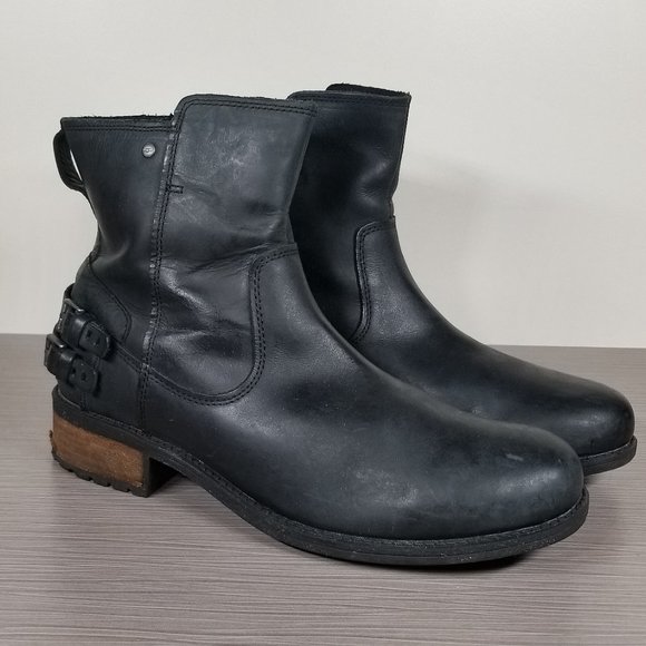 UGG Orion Side Zip Boots, Black Leather, Womens Size 10 US / 41 - Picture 3 of 16